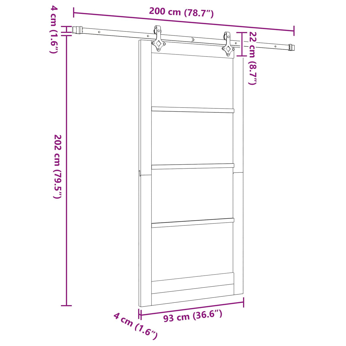 Slankios durys 93 x 202 cm Apdirbta mediena Natūrali ir Balta