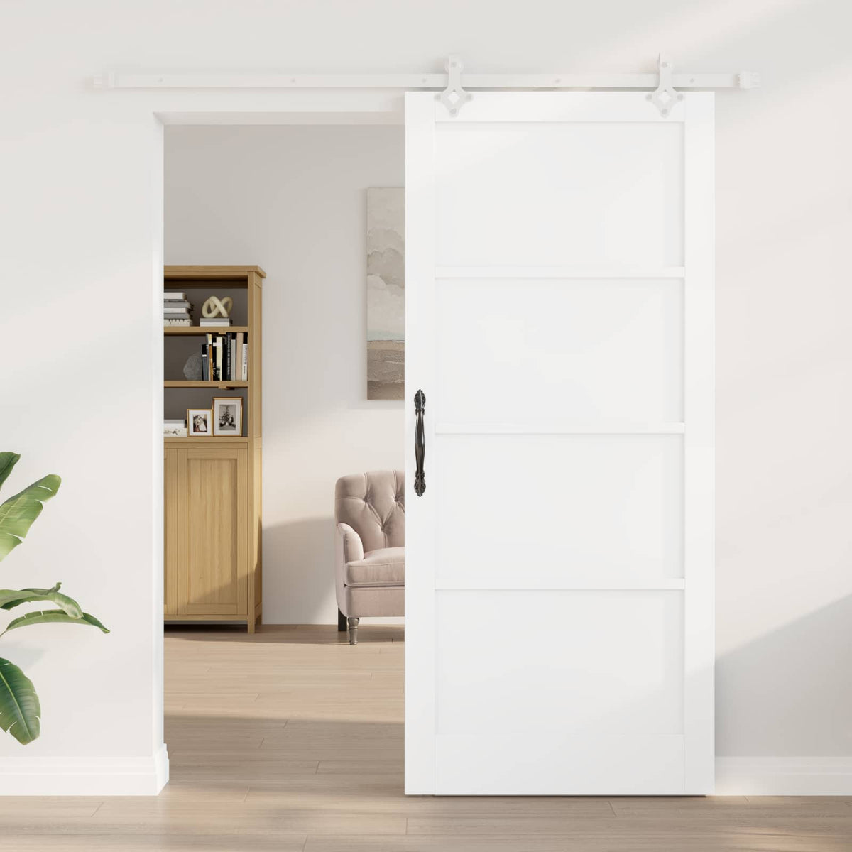Slankios durys 93 x 211 cm Apdirbta mediena Balta