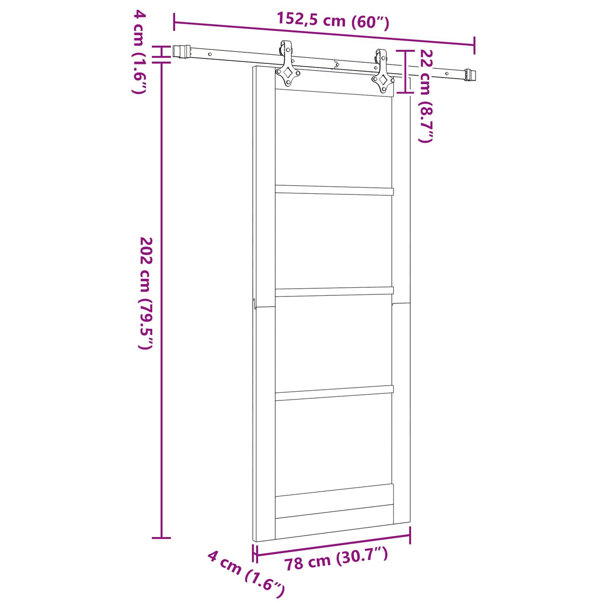 Slankios durys ORKDAL 78 x 202 cm Apdirbta mediena