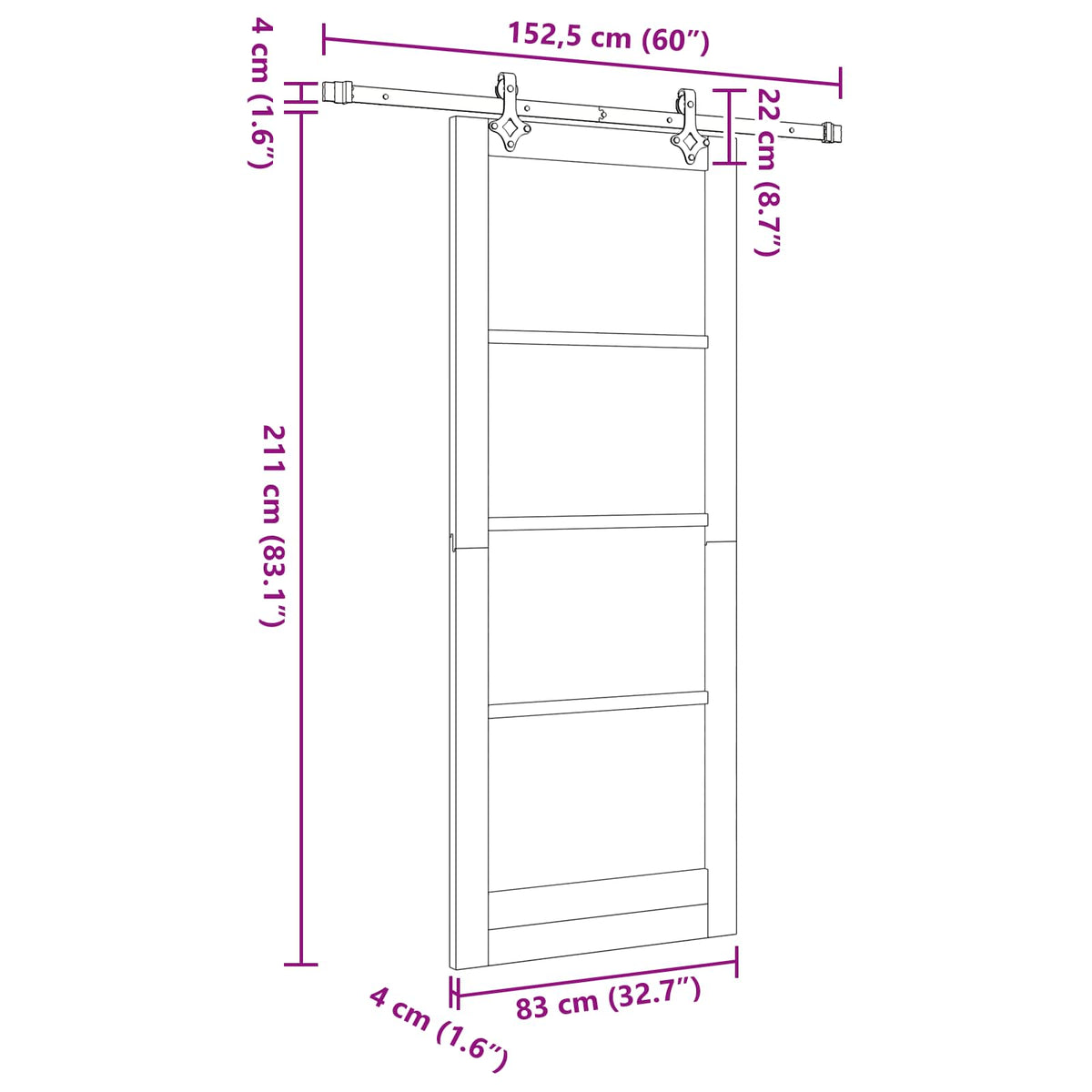 Slankios durys ORKDAL 83 x 211 cm Apdirbta mediena