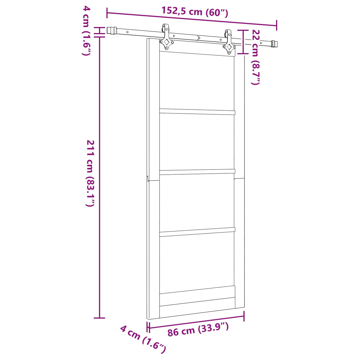 Slankios durys ORKDAL 86 x 211 cm Apdirbta mediena