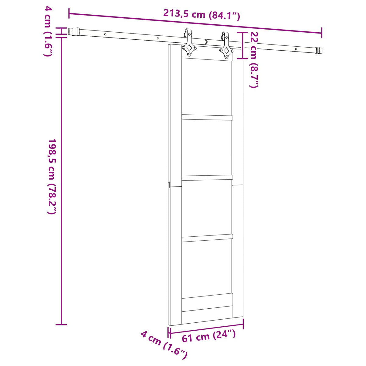Slankios durys ORKDAL 61 x 198,5 cm Apdirbta mediena