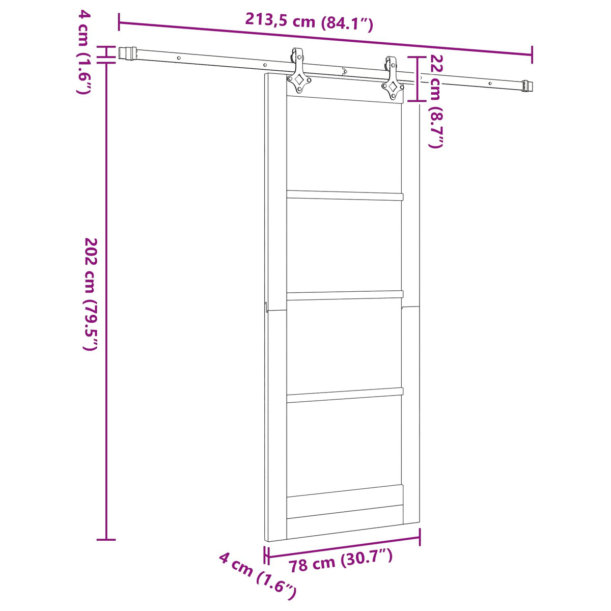 Slankios durys ORKDAL 78 x 202 cm Apdirbta mediena