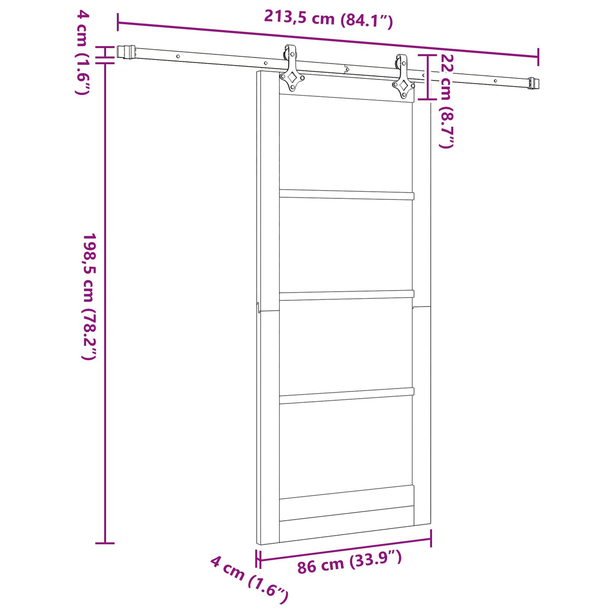 Slankios durys ORKDAL 86 x 198,5 cm Apdirbta mediena