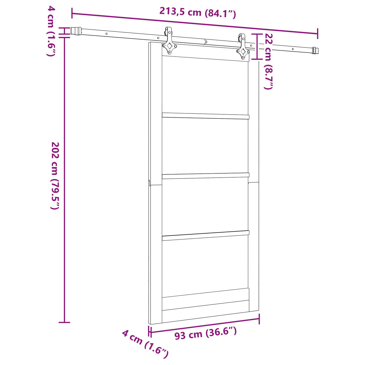 Slankios durys ORKDAL 93 x 202 cm Apdirbta mediena