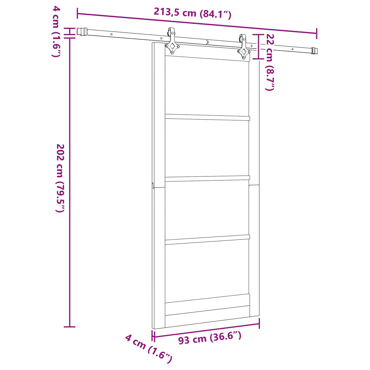 Slankios durys ORKDAL 93 x 211 cm Apdirbta mediena