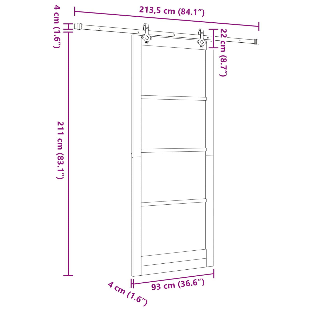 Slankios durys ORKDAL 93 x 232 cm Apdirbta mediena
