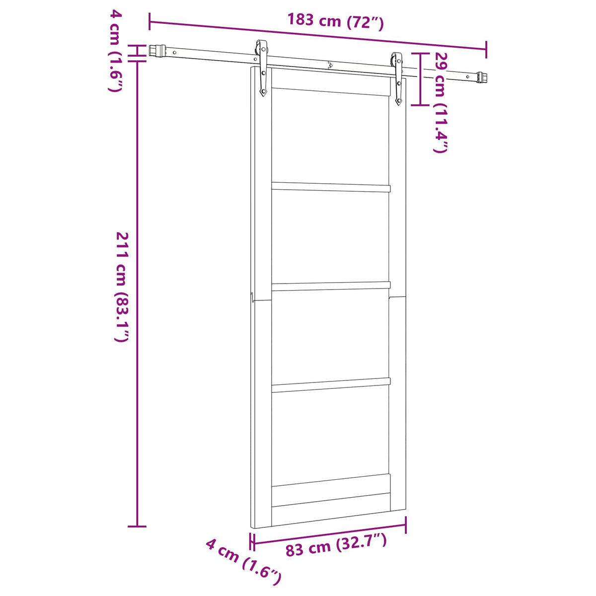 Slankios durys ORKDAL 83 x 211 cm Apdirbta mediena
