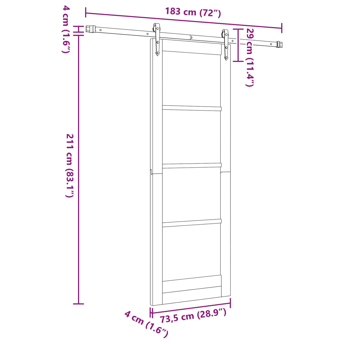 Slankios durys ORKDAL 73,5 x 211 cm Apdirbta mediena Balta