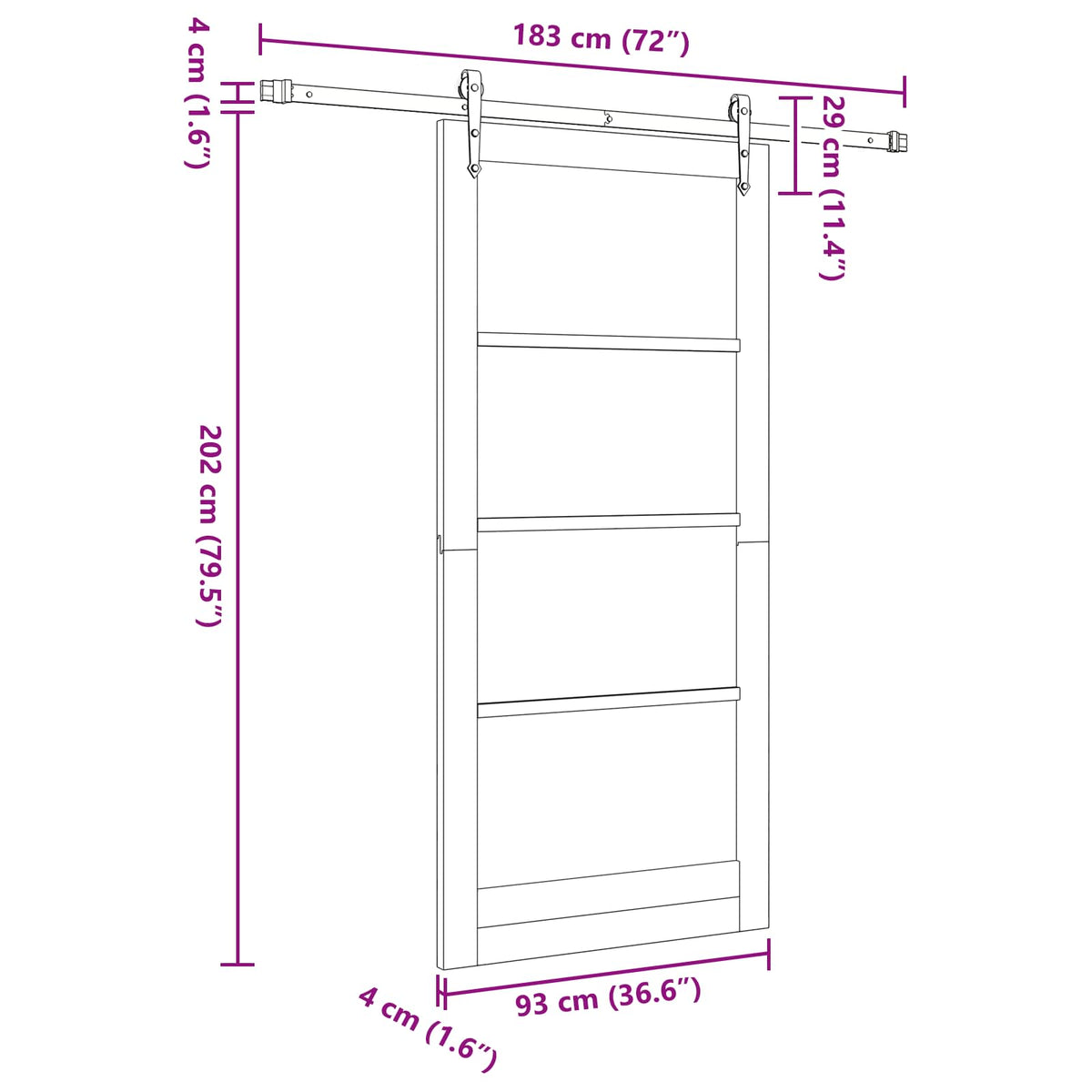 Slankios durys ORKDAL 93 x 202 cm Apdirbta mediena
