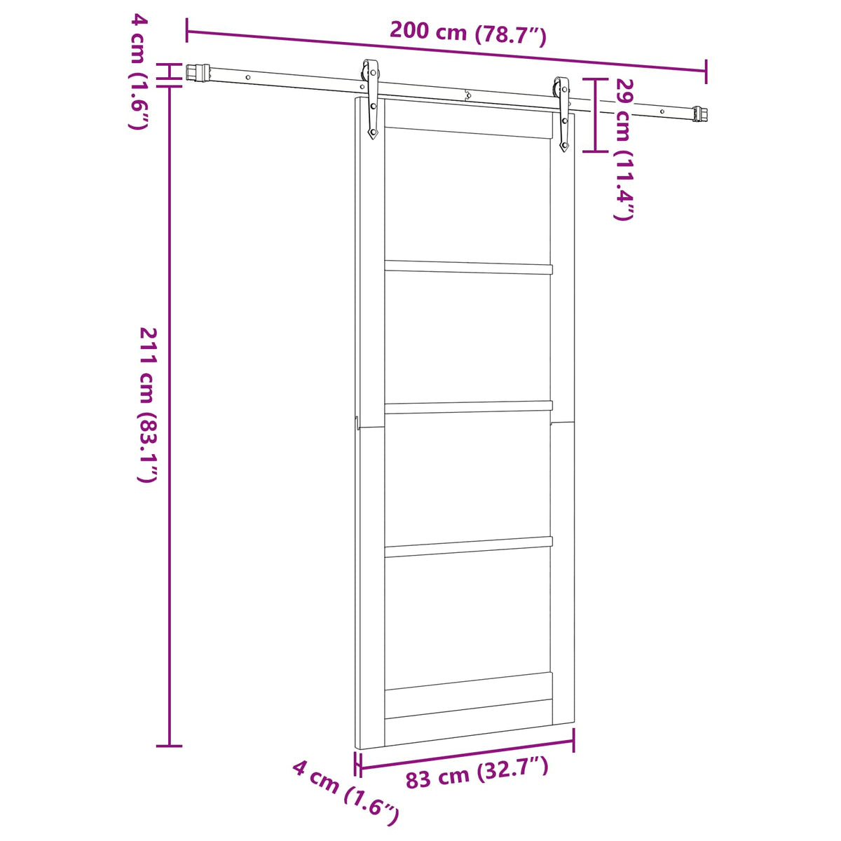 Slankios durys ORKDAL 83 x 211 cm Apdirbta mediena