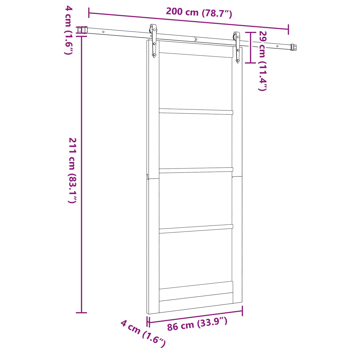 Slankios durys ORKDAL 86 x 211 cm Apdirbta mediena