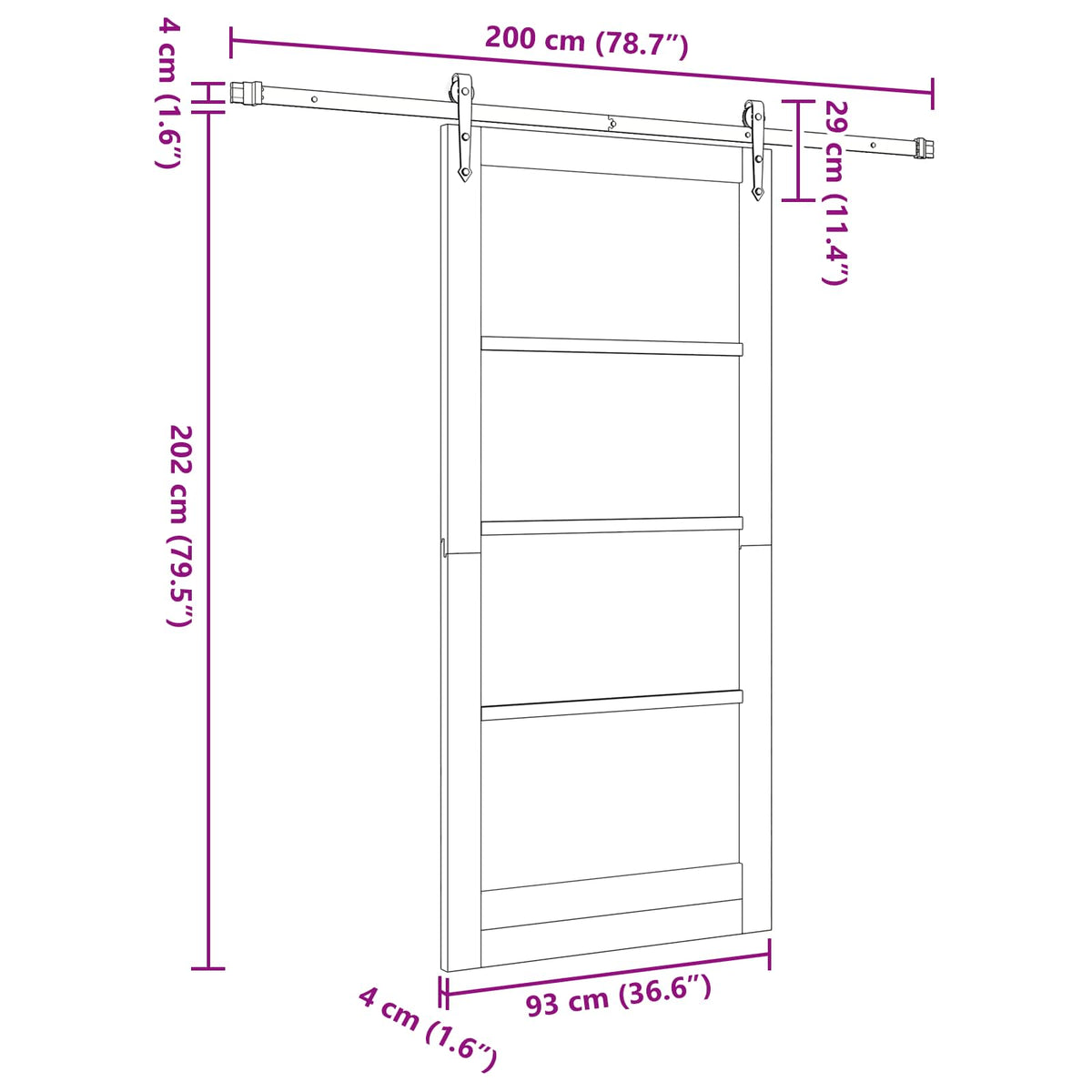 Slankios durys ORKDAL 93 x 202 cm Apdirbta mediena