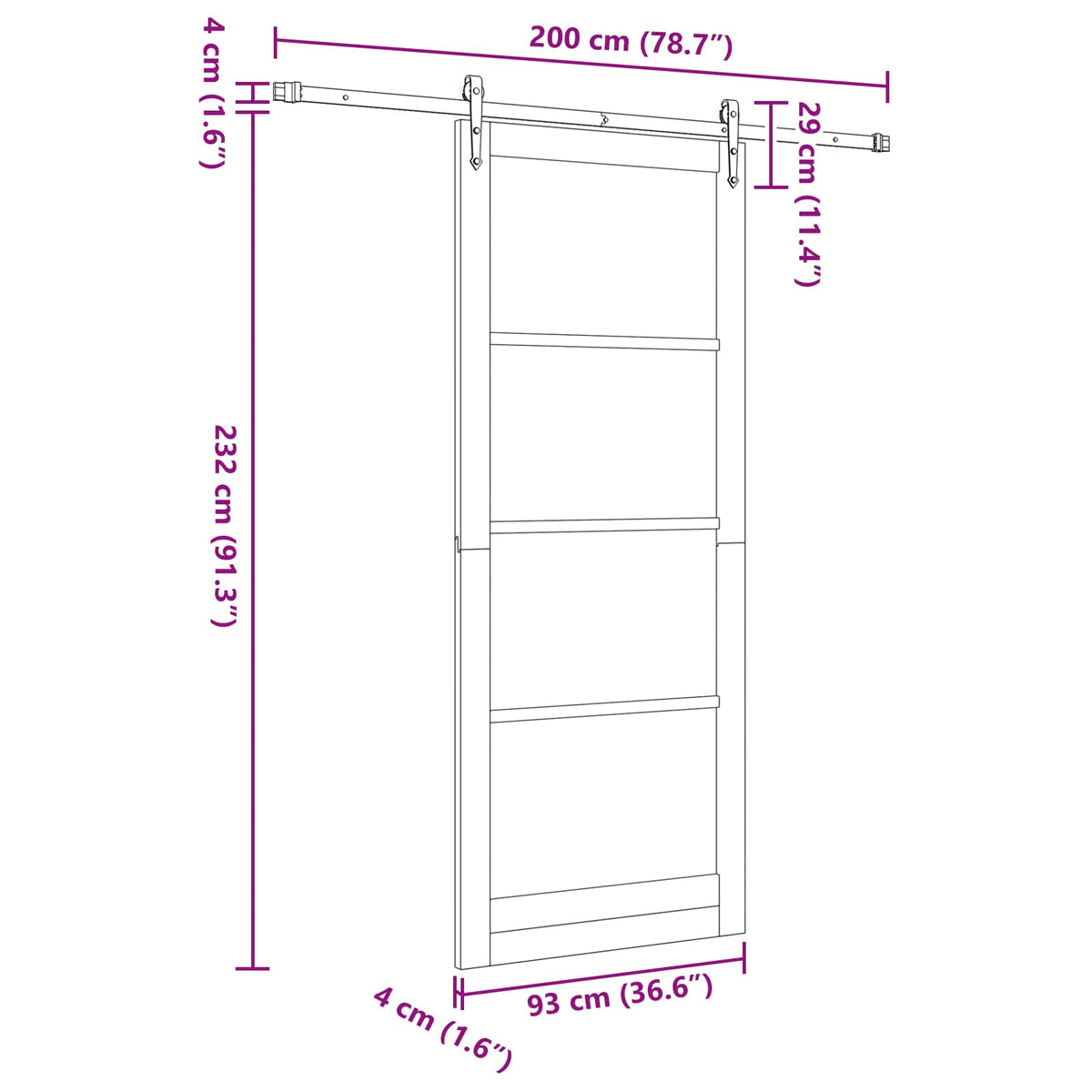 Slankios durys ORKDAL 93 x 232 cm Apdirbta mediena Balta