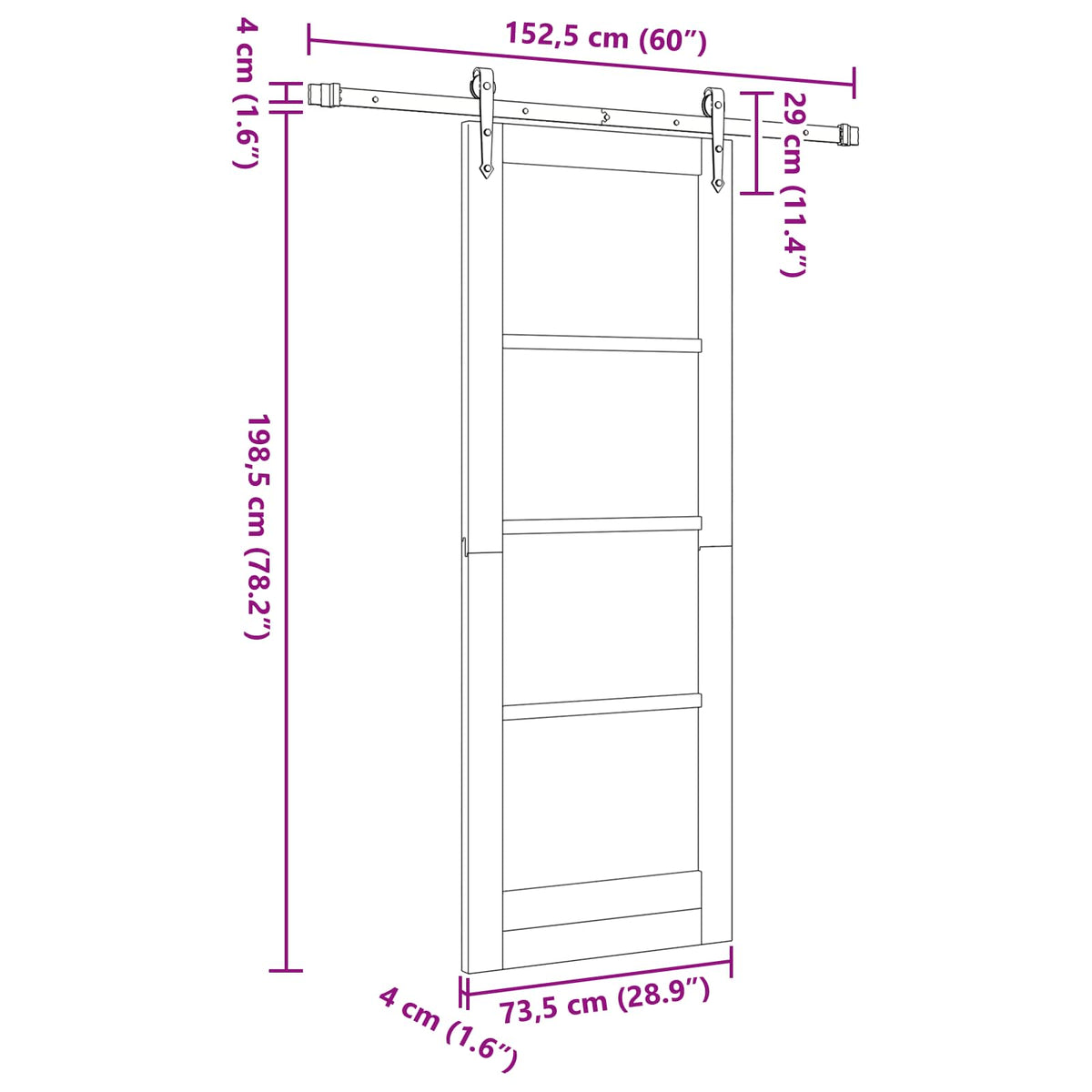 Slankios durys ORKDAL 73,5 x 198,5 cm Apdirbta mediena