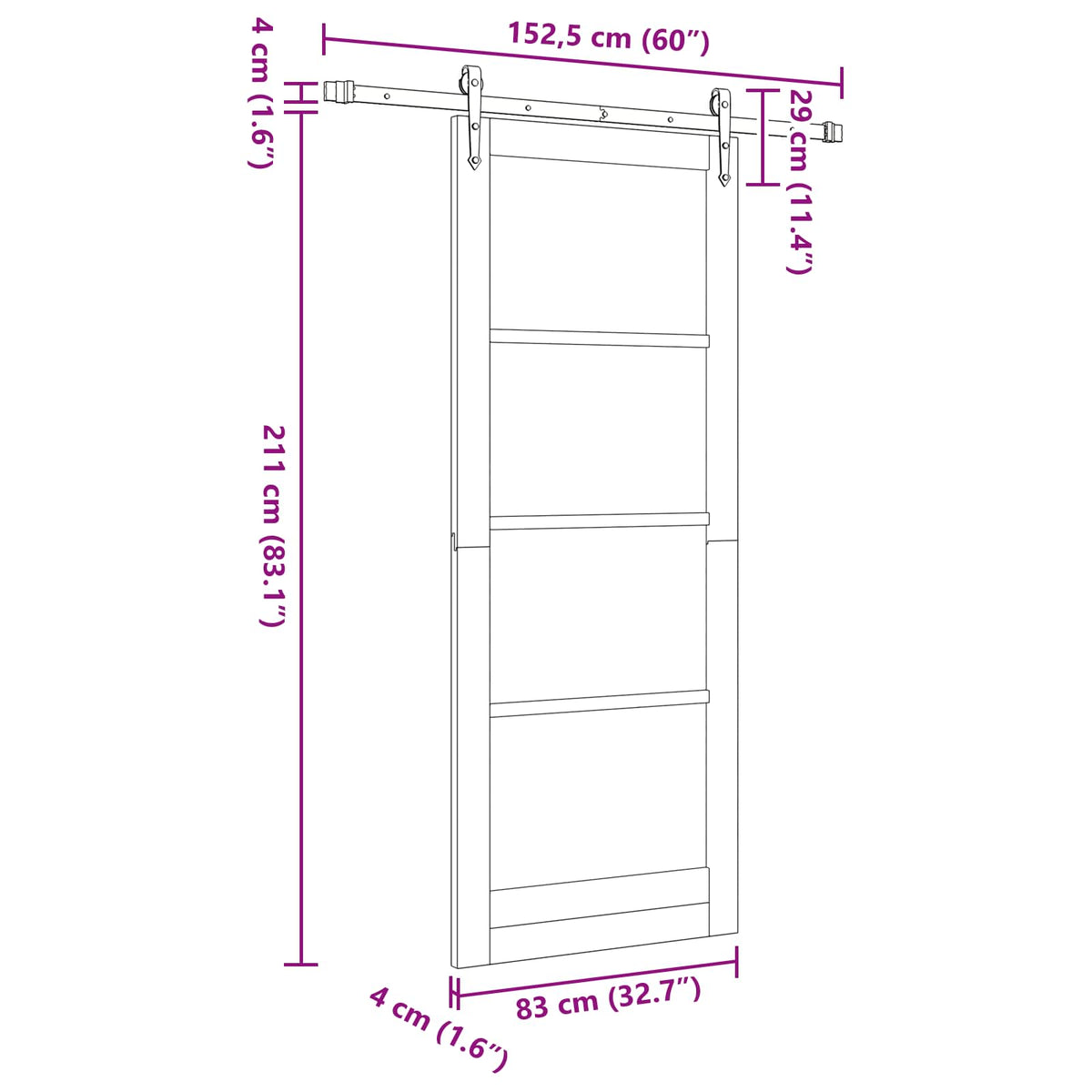 Slankios durys ORKDAL 83 x 211 cm Apdirbta mediena