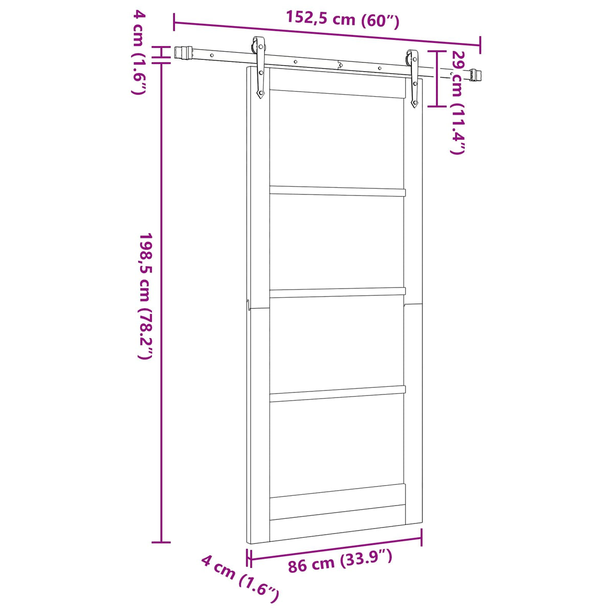Slankios durys ORKDAL 86 x 198,5 cm Apdirbta mediena