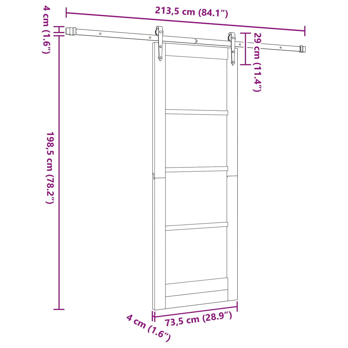 Slankios durys ORKDAL 73,5 x 198,5 cm Apdirbta mediena