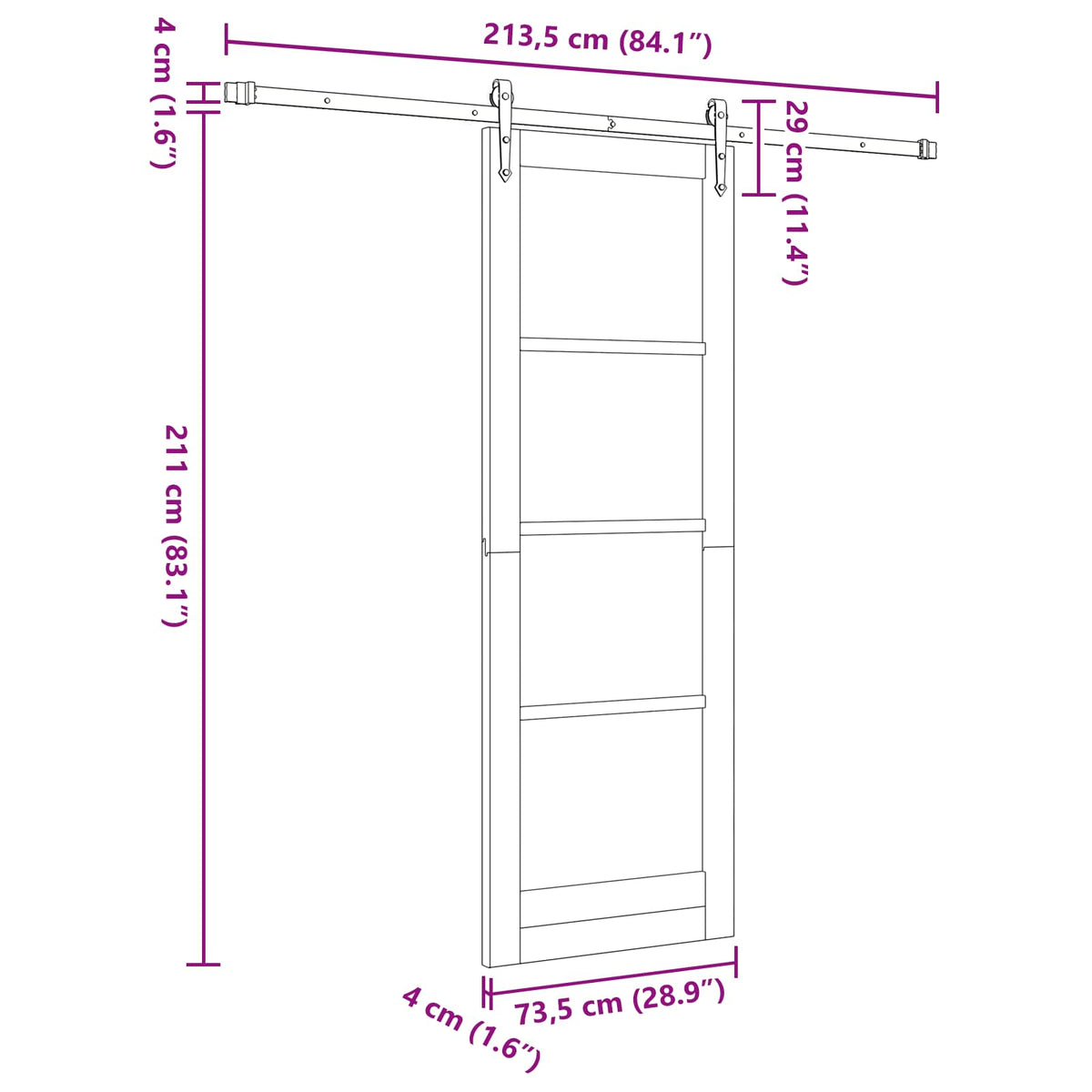 Slankios durys ORKDAL 73,5 x 211 cm Apdirbta mediena