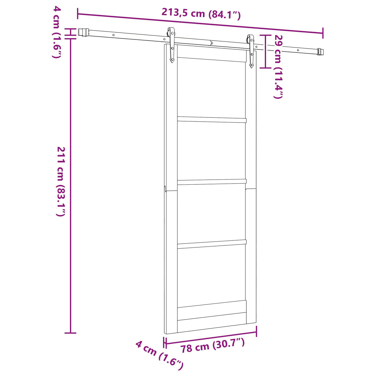 Slankios durys ORKDAL 78 x 211 cm Apdirbta mediena