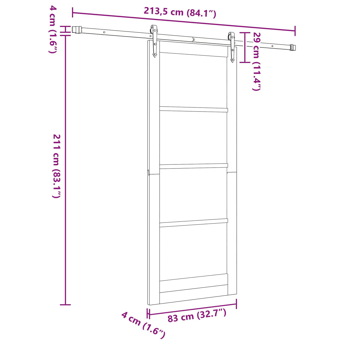 Slankios durys ORKDAL 83 x 211 cm Apdirbta mediena