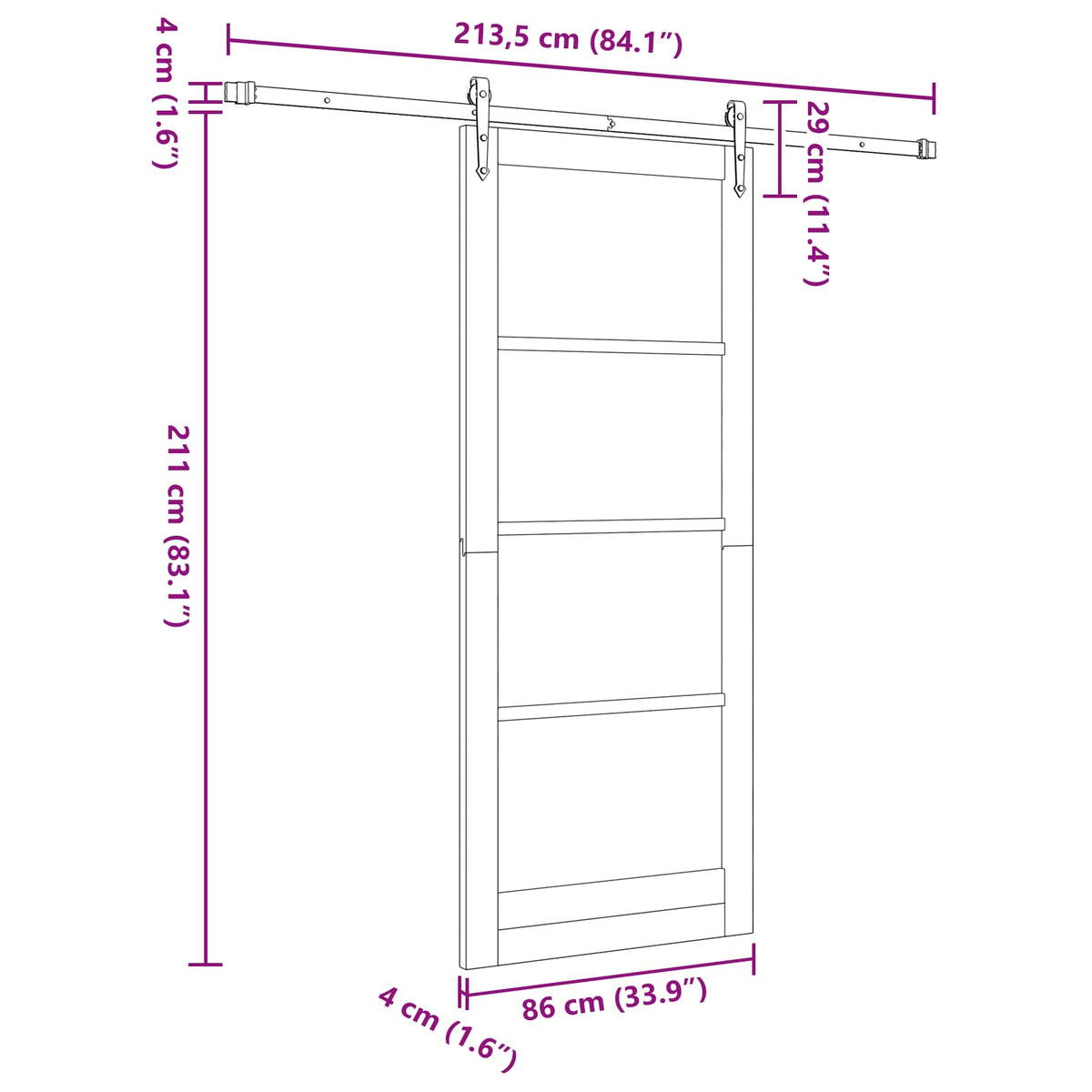 Slankios durys ORKDAL 86 x 211 cm Apdirbta mediena