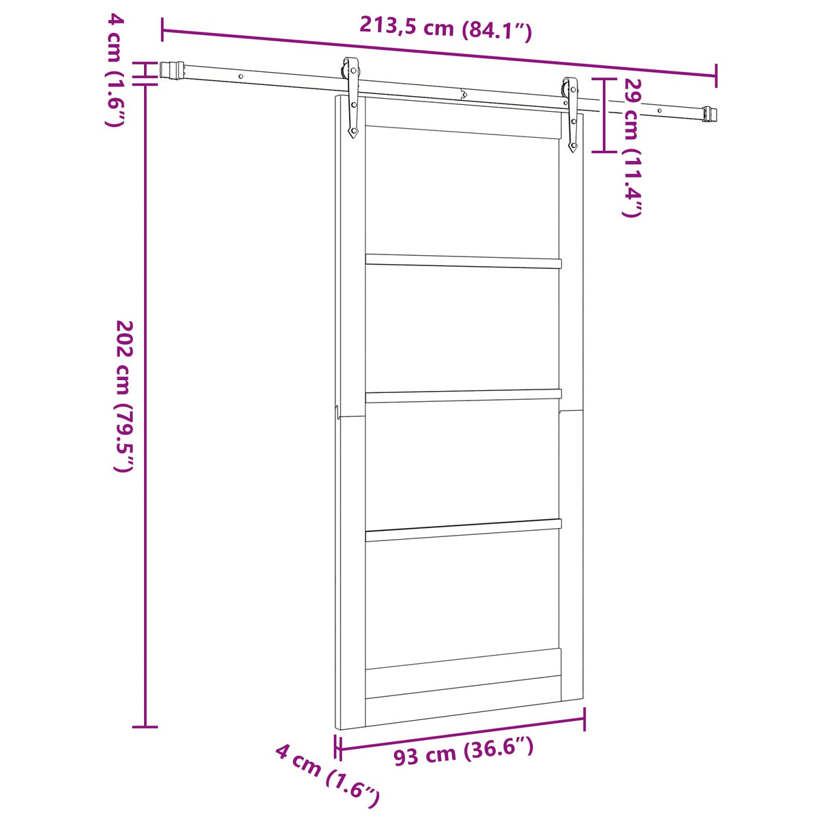 Slankios durys ORKDAL 93 x 202 cm Apdirbta mediena