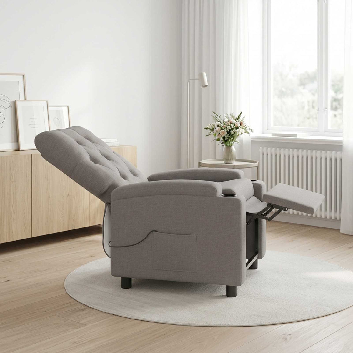 Atlošiamas masažinis krėslas Taupe 75 x 95 x 101 cm Audinys