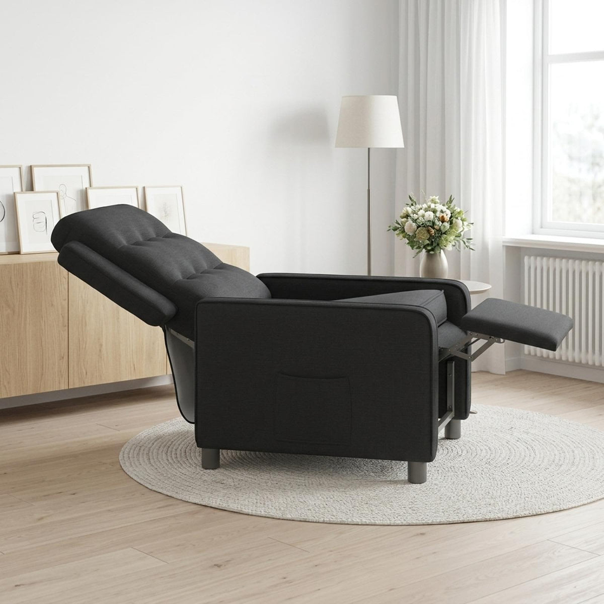 Atlošiamasis fotelis Juoda 65 x 93 x 102 cm Audinys