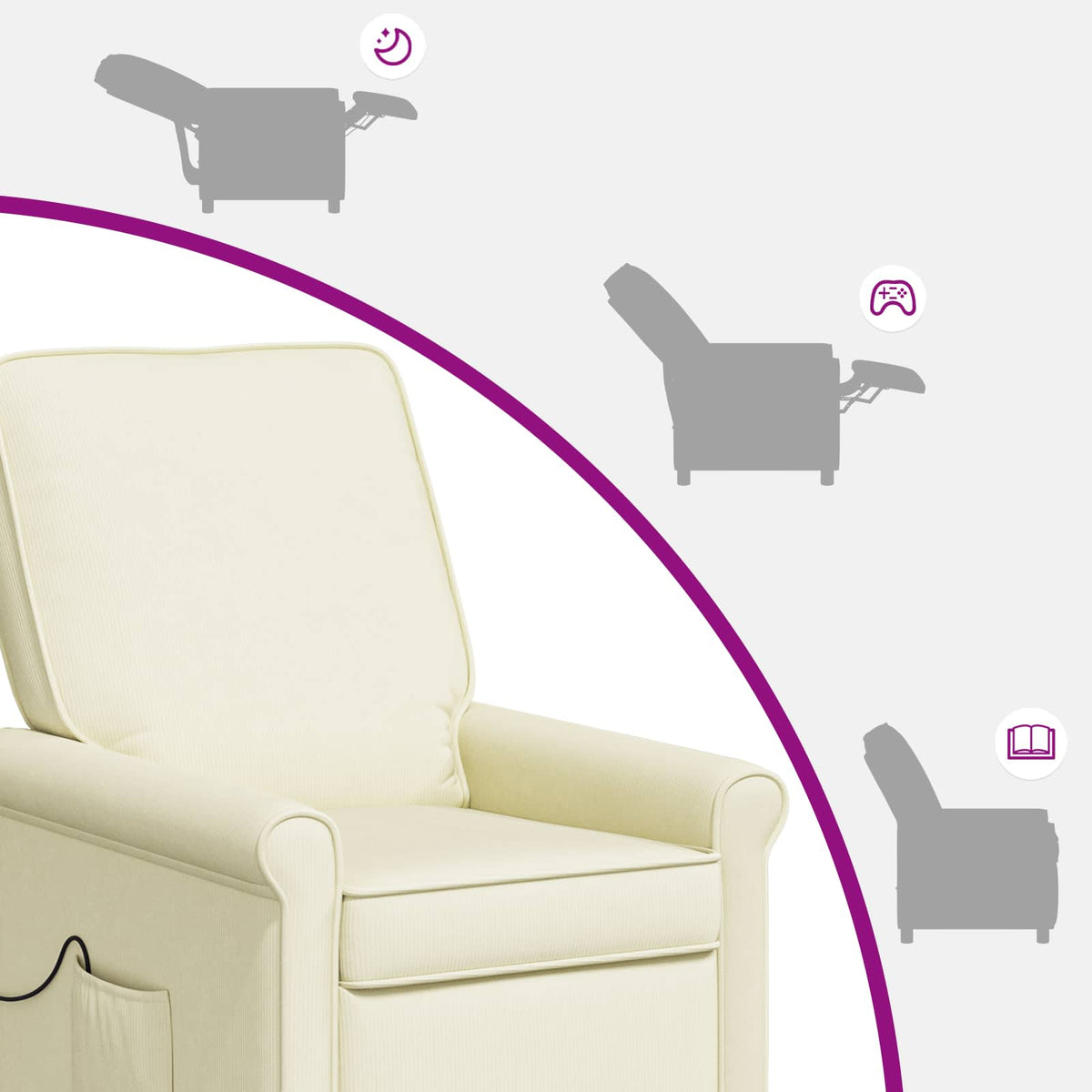 Atlošiamasis fotelis Kreminė 69 x 95 x 101 cm Audinys