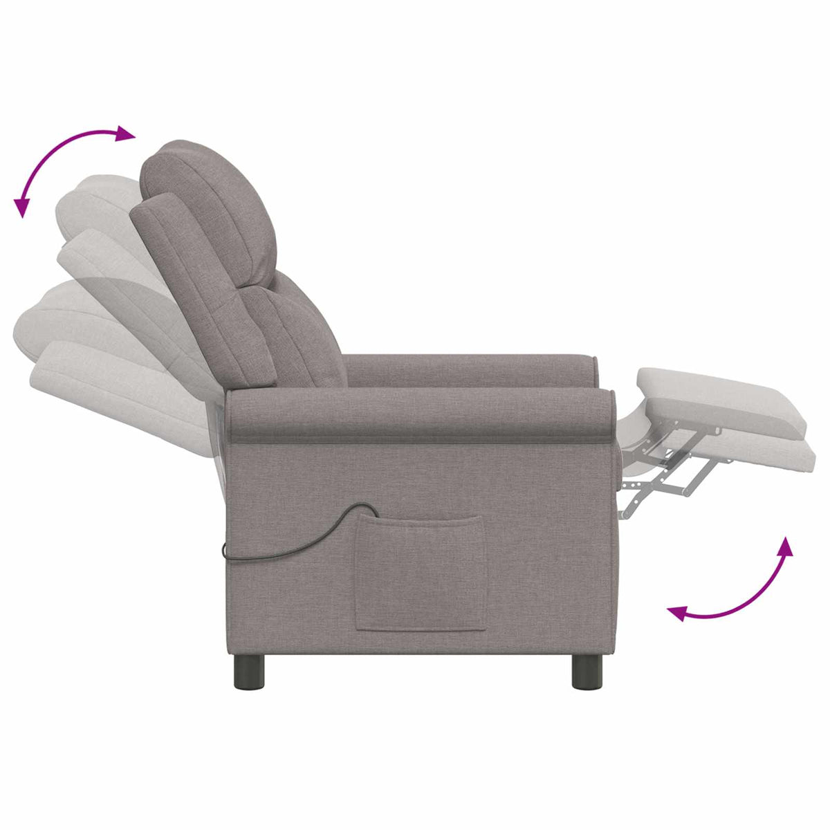 Atlošiamas masažinis krėslas Taupe 69 x 93 x 102 cm Audinys
