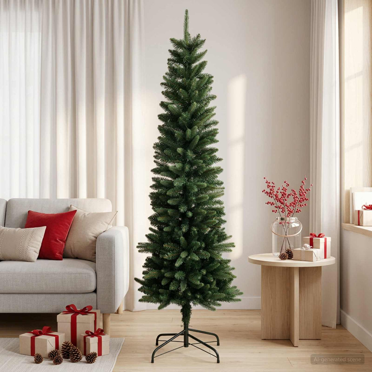 Artificial Slim Christmas Tree 150 cm PE ir PVC Žalia