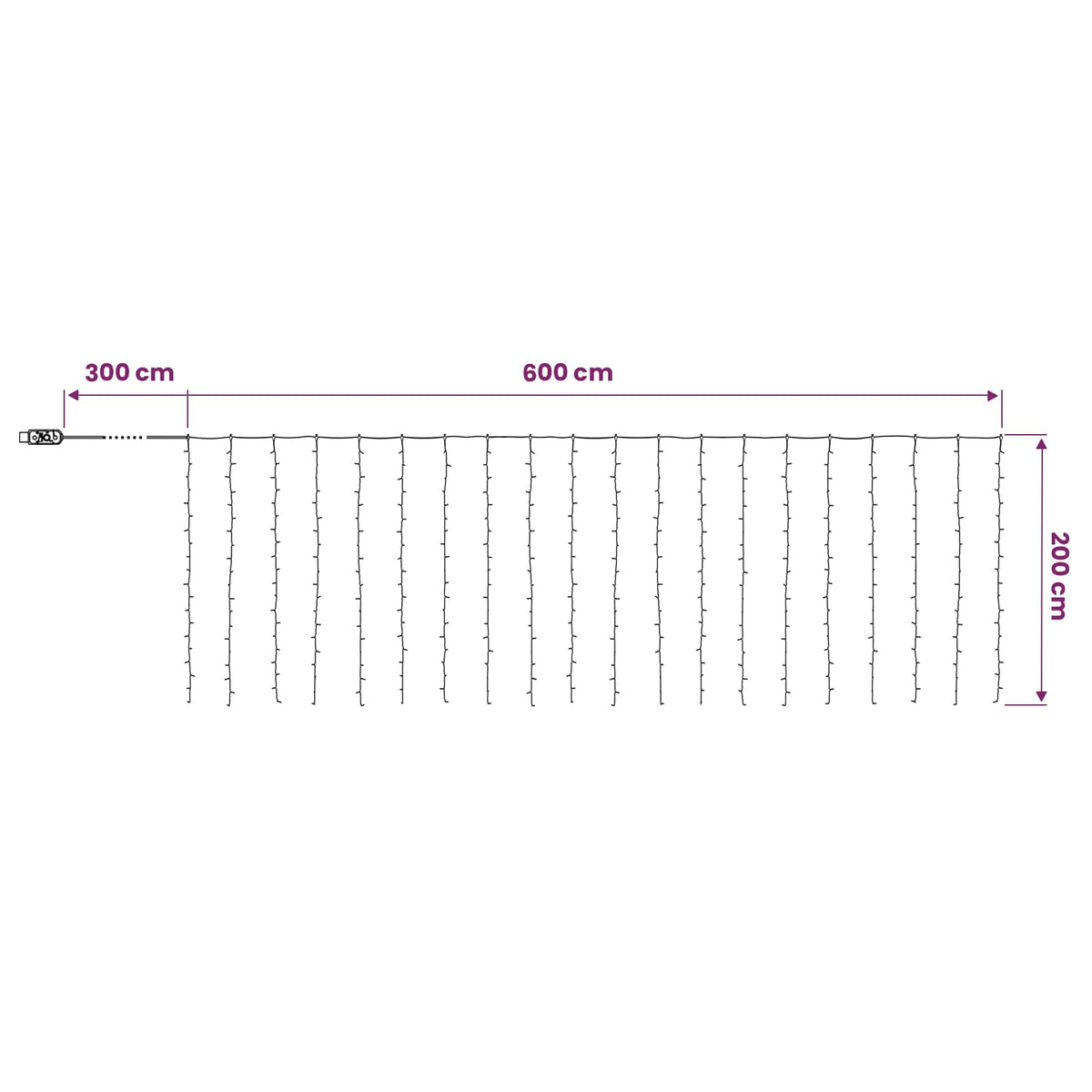 Užuolaidų girlianda 400 LED Šalta balta 600 x 200 cm