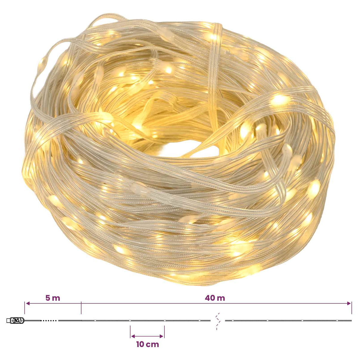 Virvinės lemputės 400 LED Šilta balta 40 m