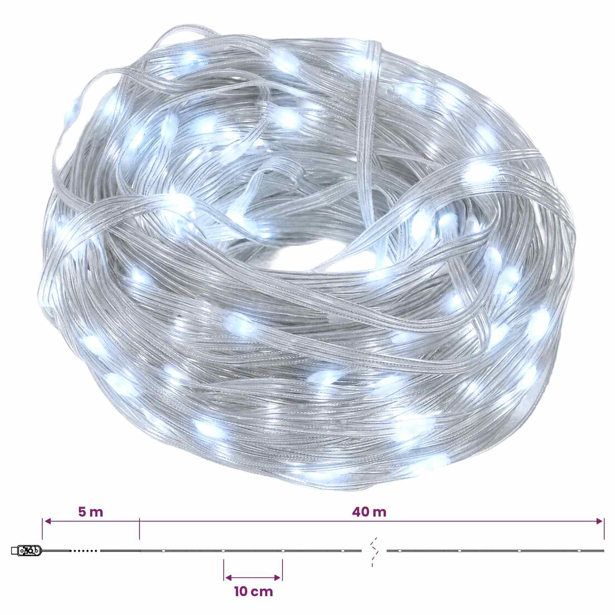 Virvinės lemputės 400 LED Šalta balta 40 m
