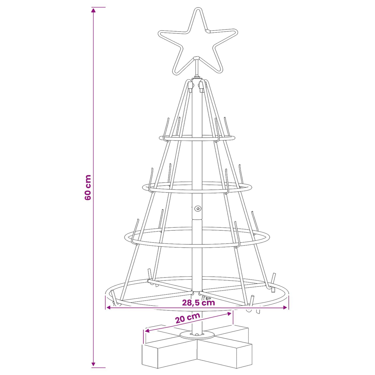 Kalėdų Kūgio Medis KUOPIO 60 cm Plienas Auksinė