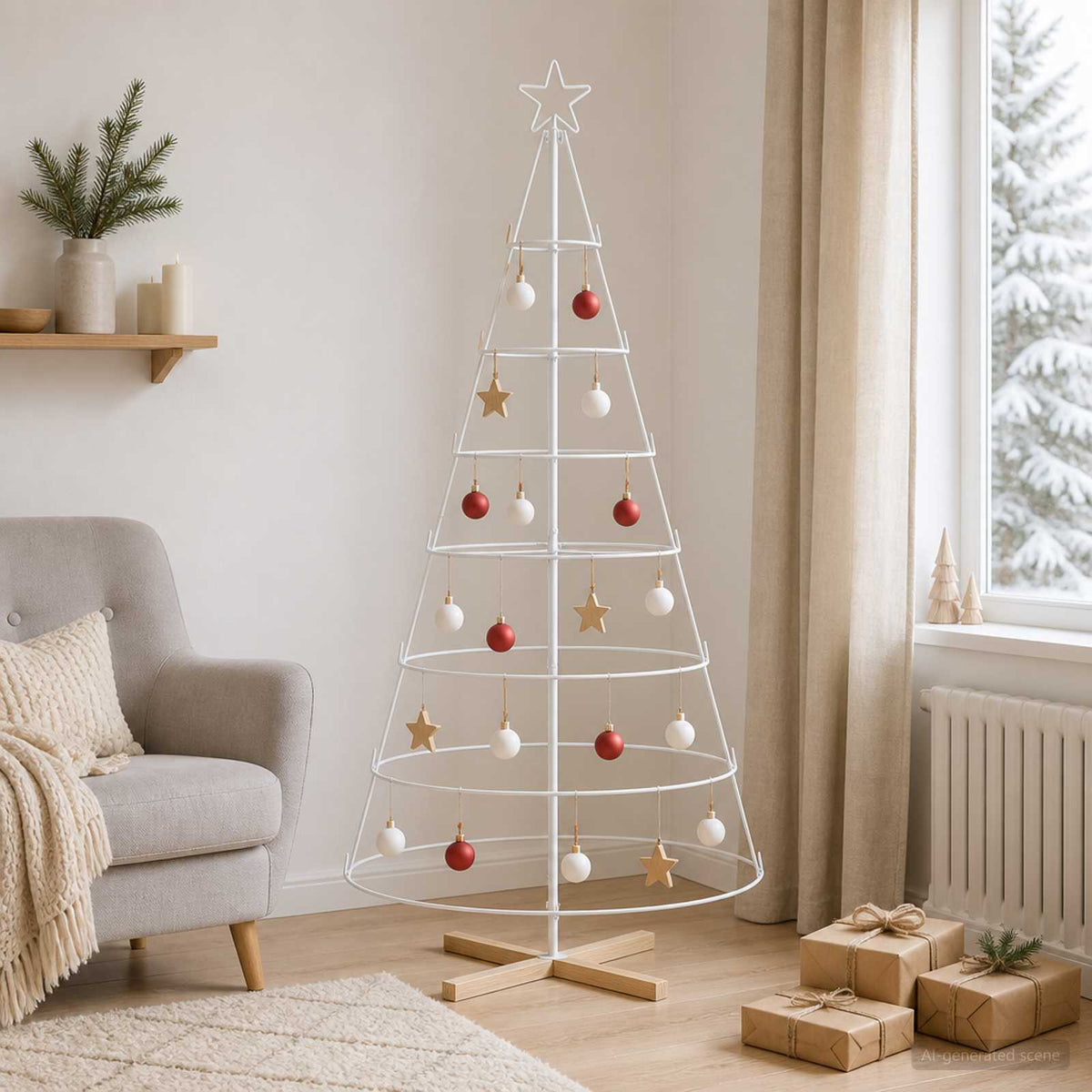 Kalėdų Kūgio Medis KUOPIO 180 cm Plienas Balta