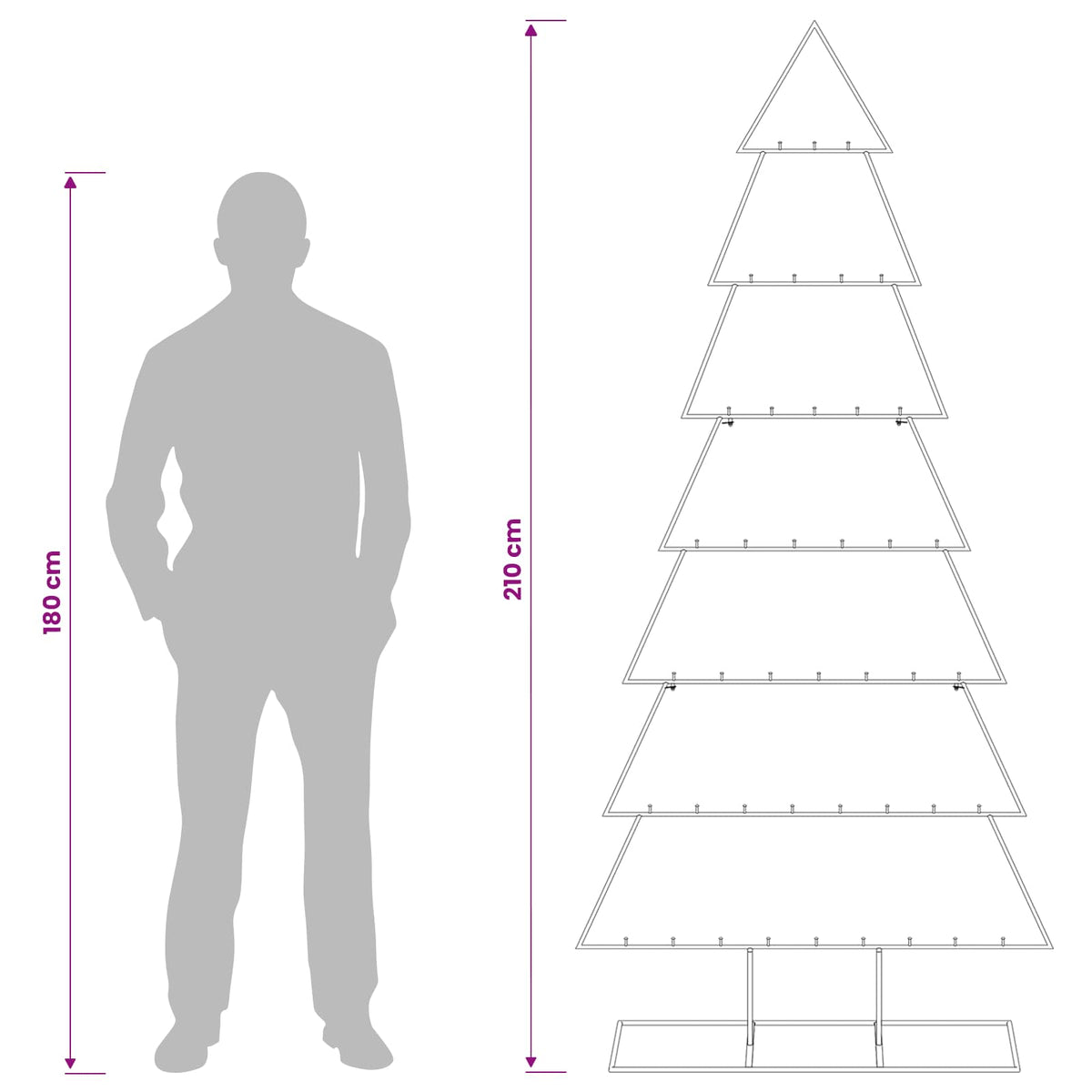 Metalinė Kalėdų eglutė su stovu KUOPIO 210 cm Plienas Balta