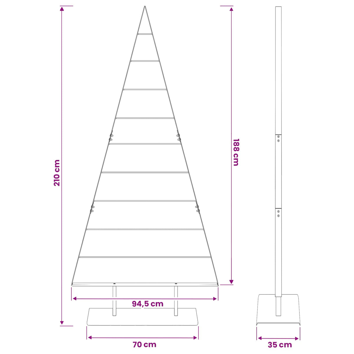 Metalinis Kalėdų medis KUOPIO 210 cm Plienas Auksinė