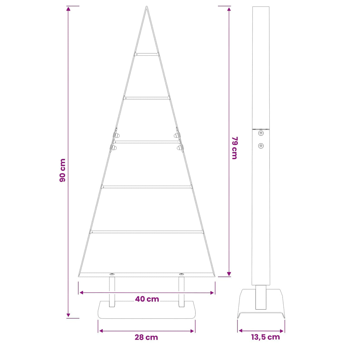 Metalinis Kalėdų medis KUOPIO 90 cm Plienas Balta