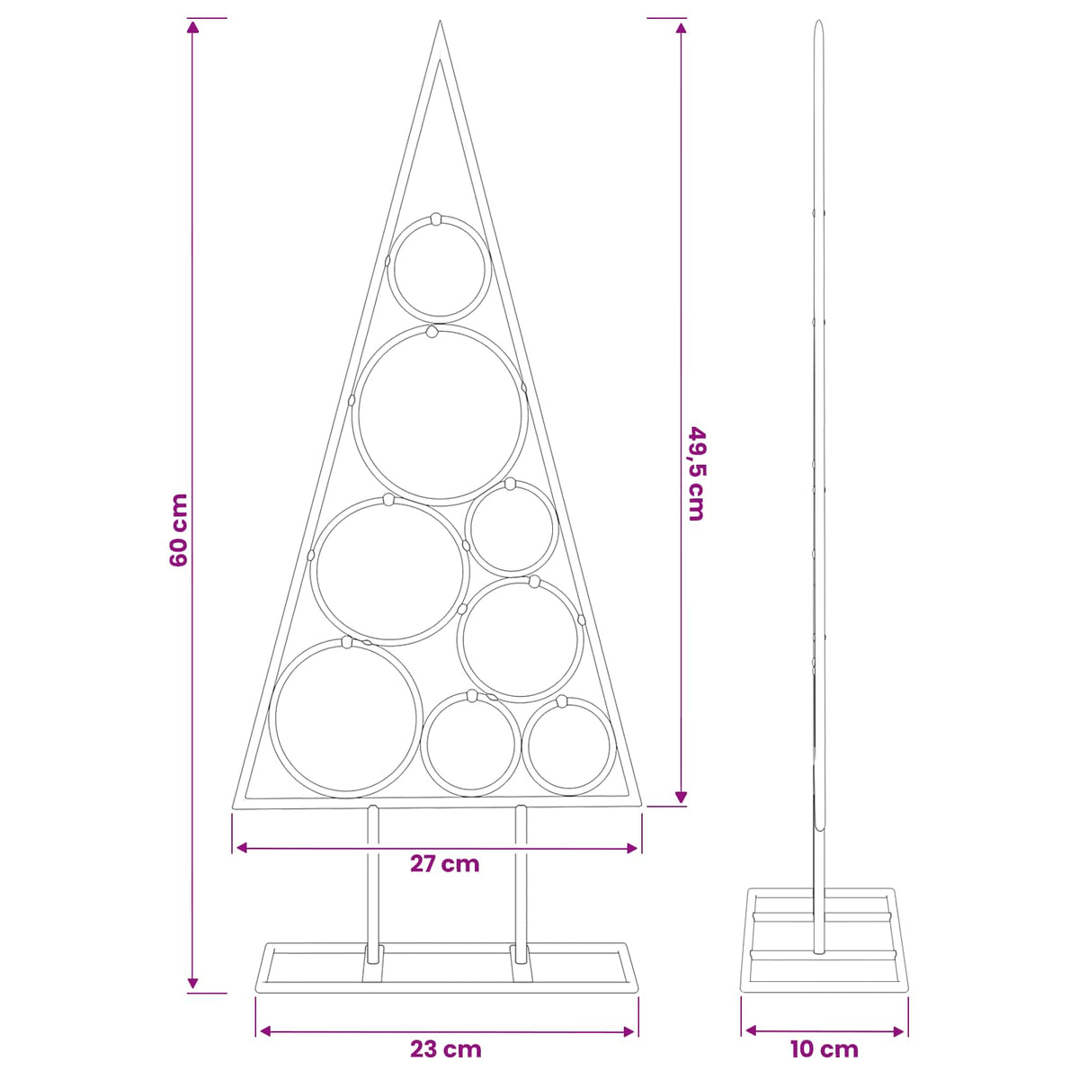 Metalinė Kalėdų eglutė su apvaliu stovu KUOPIO 60 cm Plienas