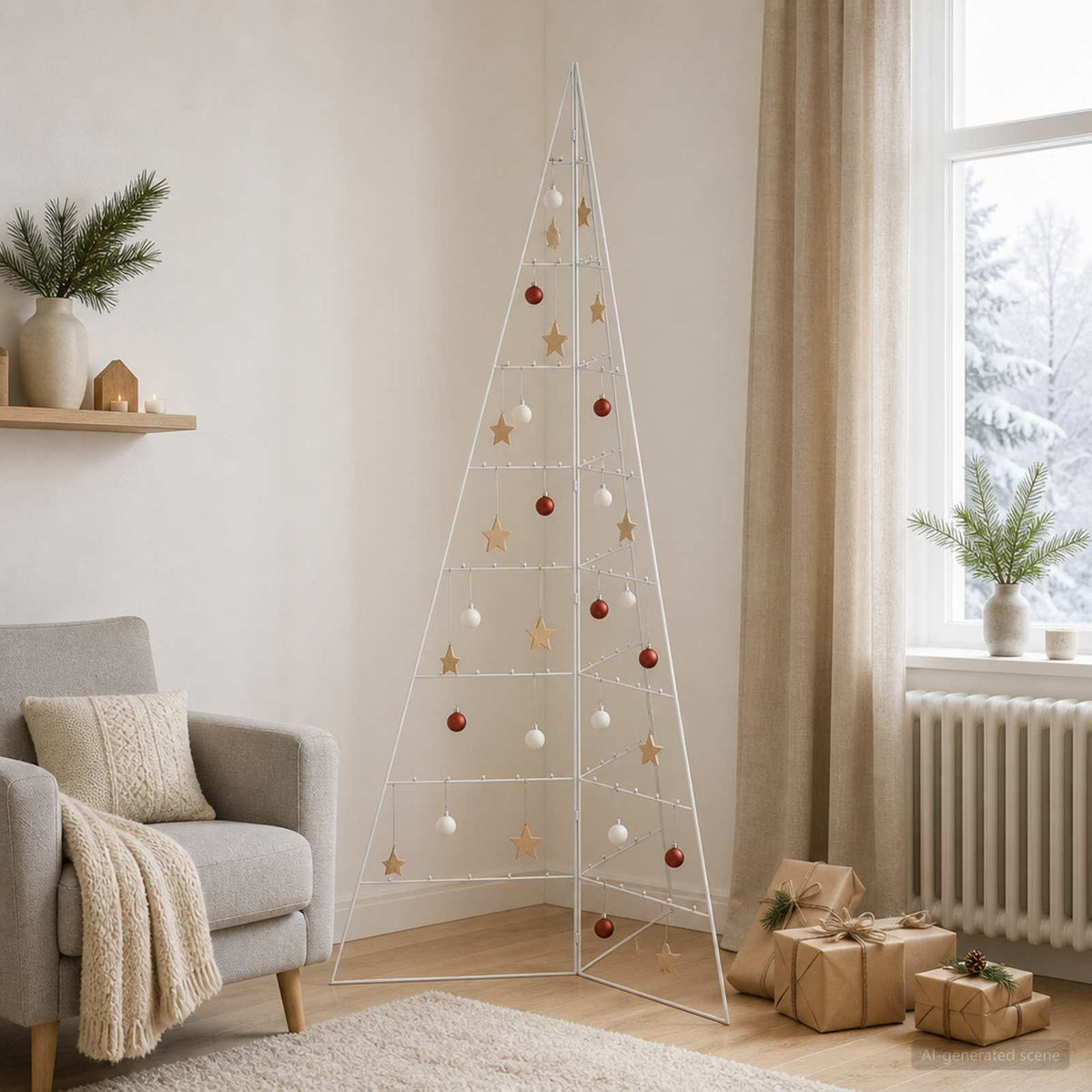 Metalinis Kalėdų medis KUOPIO 210 cm Plienas Balta