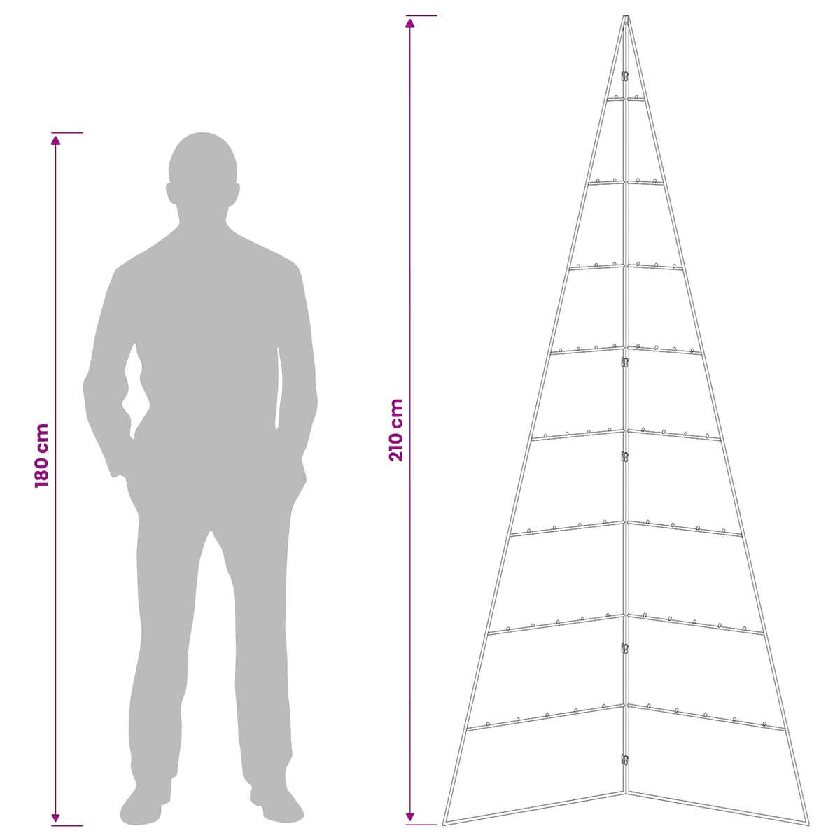 Metalinis Kalėdų medis KUOPIO 210 cm Plienas Balta