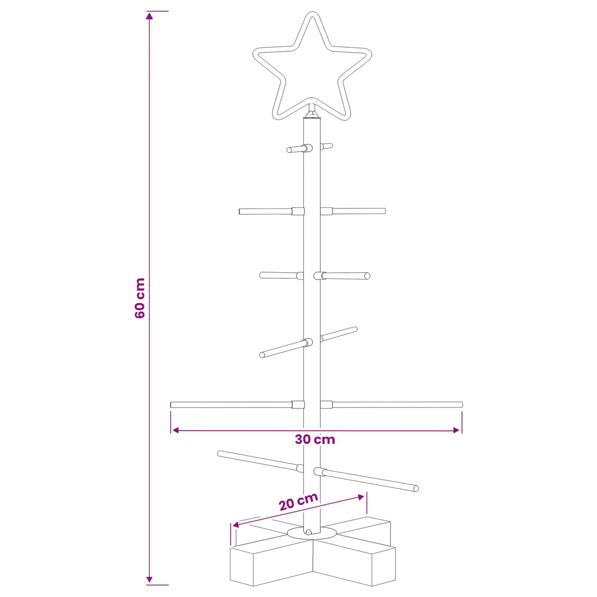 Metalinė Kalėdų eglutė su stovu KUOPIO 60 cm Plienas Auksinė