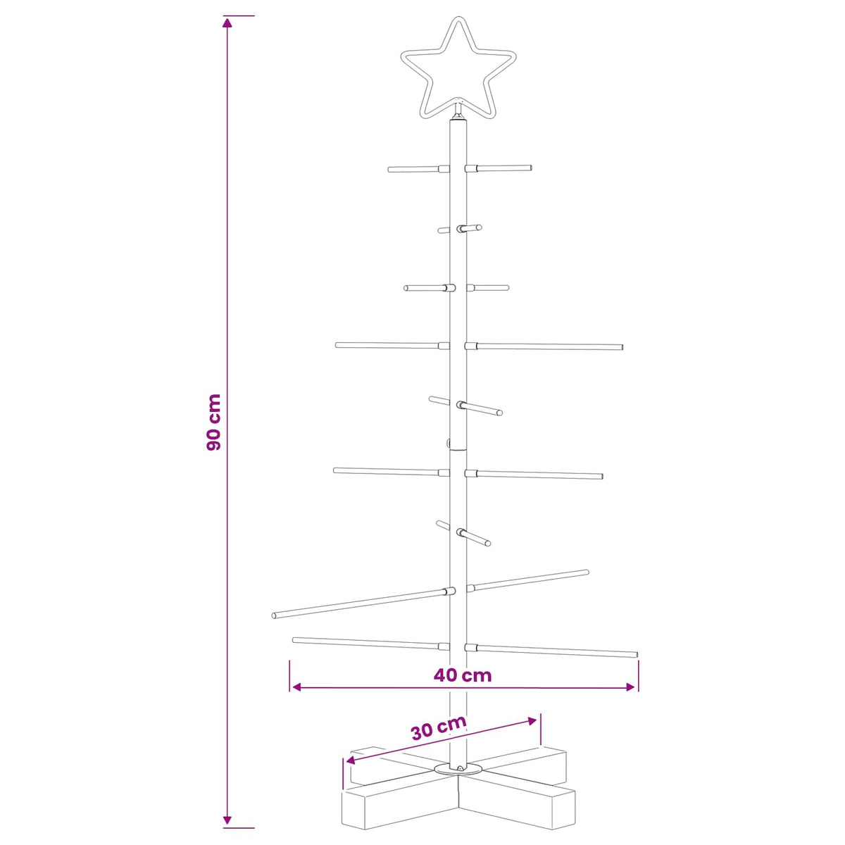 Metalinė Kalėdų eglutė su stovu KUOPIO 90 cm Plienas Balta