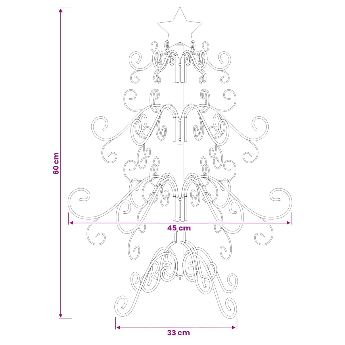 Metalinis Kalėdų medis KUOPIO 60 cm Plienas Balta