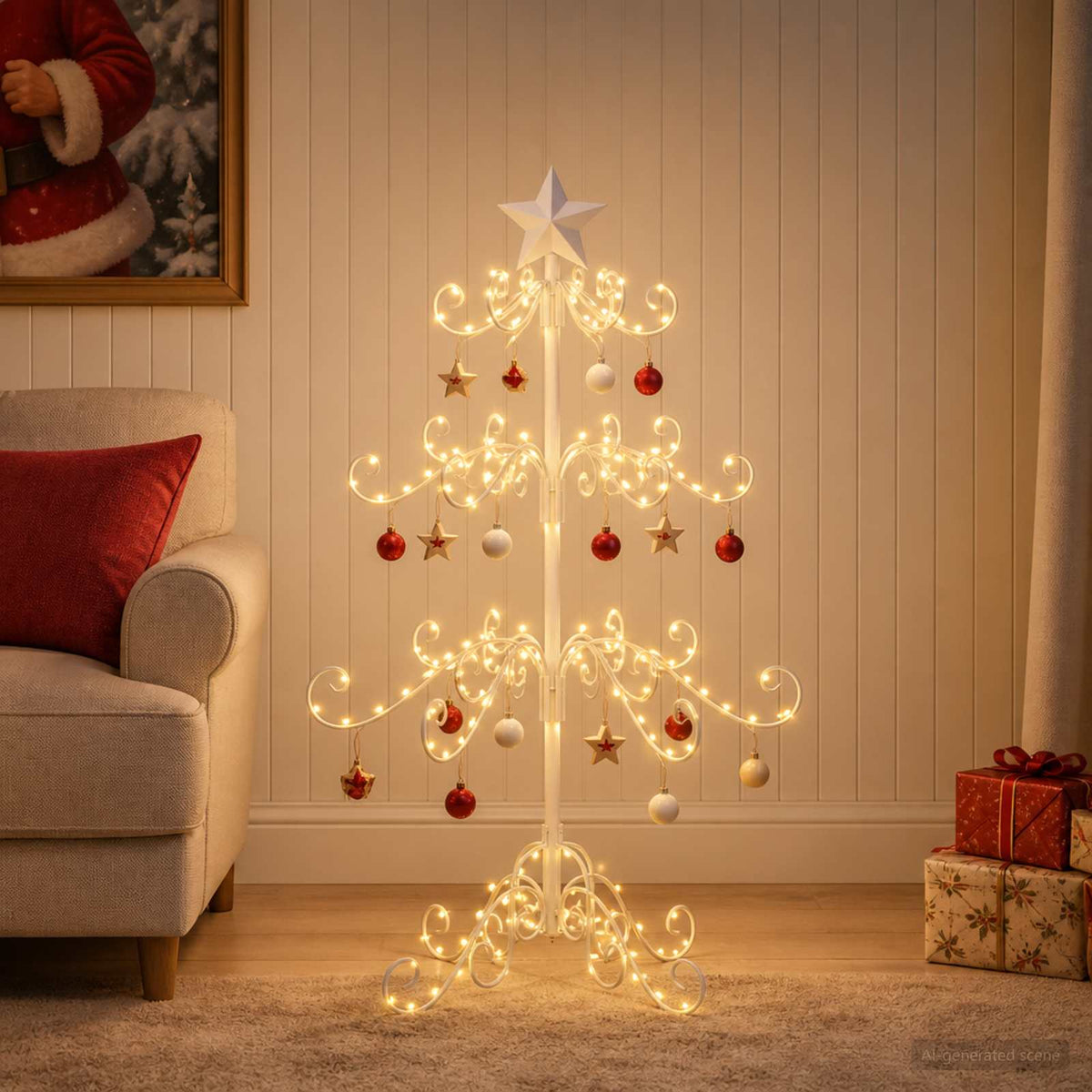 Metalinis Kalėdų medis KUOPIO 90 cm Plienas Balta