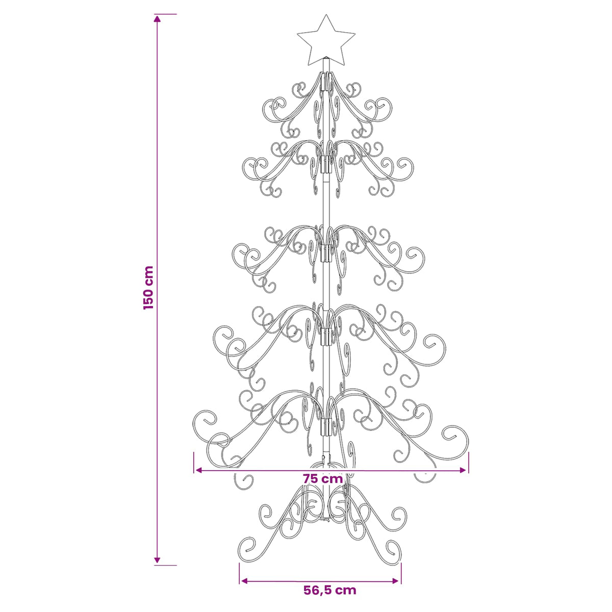 Metalinis Kalėdų medis KUOPIO 150 cm plienas White