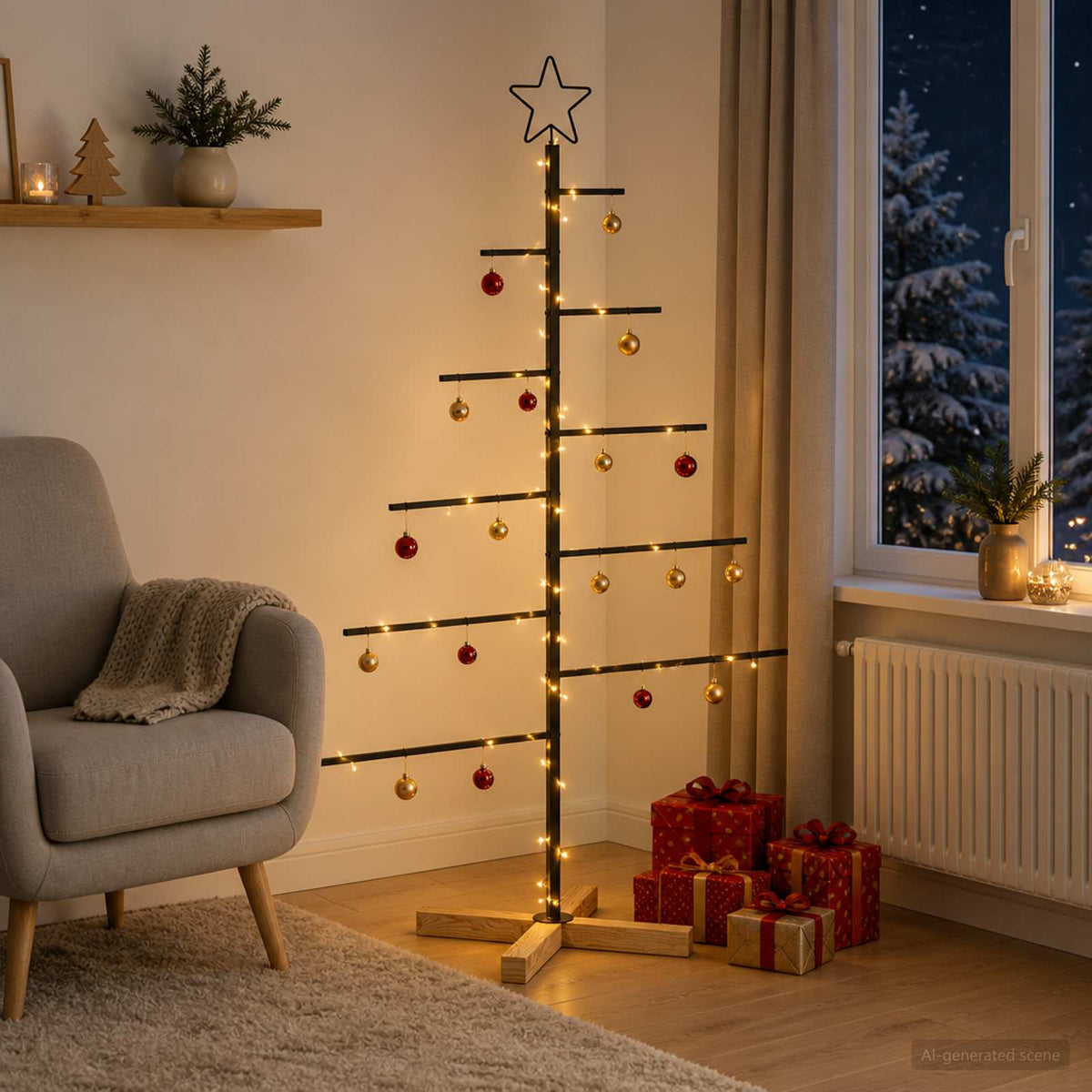 Metalinė Kalėdų eglutė su stovu KUOPIO 125 cm Plienas Juoda