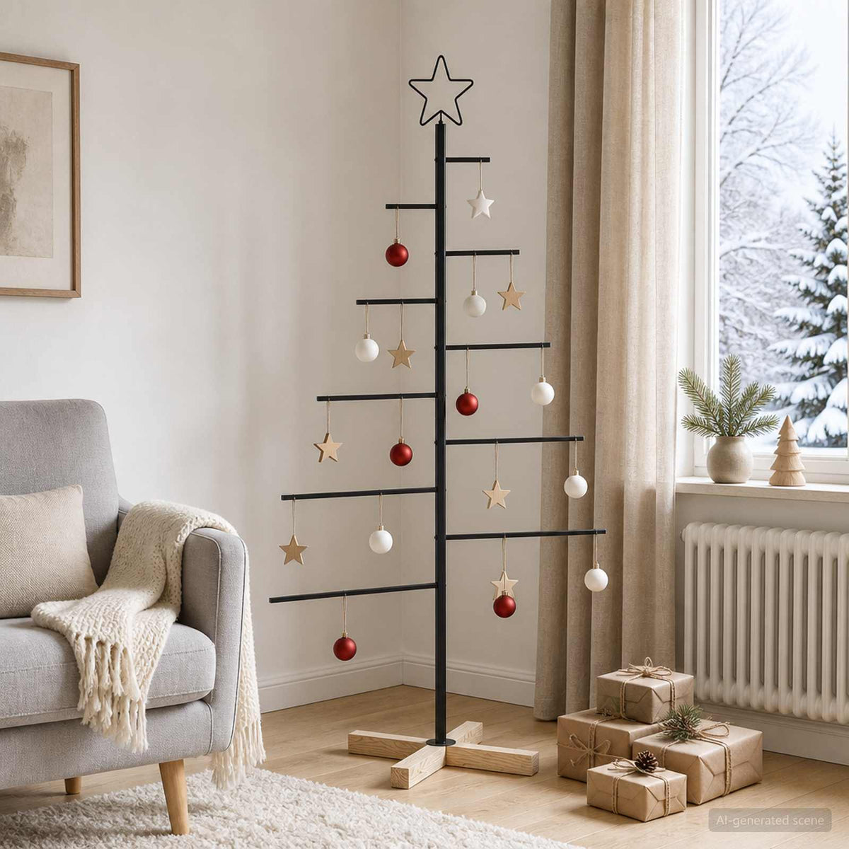 Metalinė Kalėdų eglutė su stovu KUOPIO 125 cm Plienas Juoda